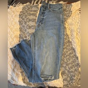 Straight leg high rise jeans